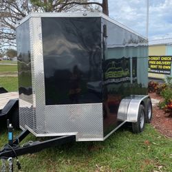 12’ Dual 3500# Each 7000# Total Axle Enclosed, LED lights, Electric Brakes, 