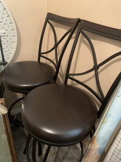 Bar Stools Dark Brown With Brass