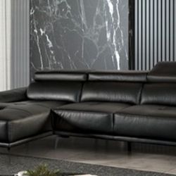 Brand New Black Leather Modern Style Sectional Sofa