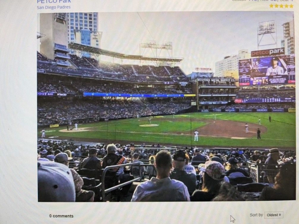 2 Tix Padres v LA Dodgers Tue 7/30 Field Box 115 - Great View Great Deal!