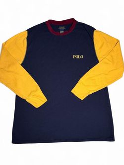 Ralph Lauren Polo navy and yellow burgundy long sleeve shirt - size XL #preppy #polo     Tags: #casual #emo #grunge skater band t shirt band tee indie