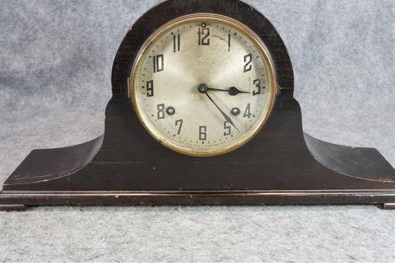 The New Haven Clock Company Tambour No. 16 Wooden Footed Wind-Up Clock