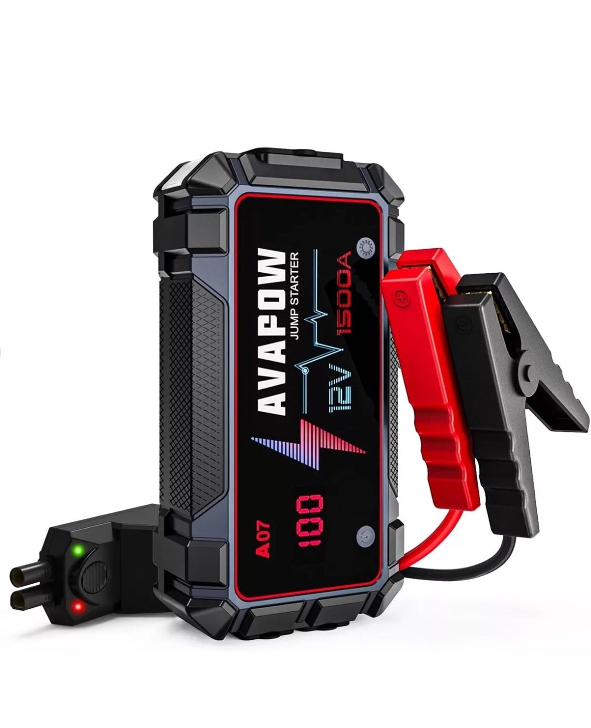 AVAPOW A07 Car Battery Jump Starter Jumper Portable 1500A LED Light/USB QC3.0