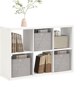 6 Cube Storage Organizer Shelf, White, 11inch 2026 Wooden Thick Frame, Anti-Tipping Kits, Reversible Open Back Bookcase, Horizontal and Vertical Dual-
