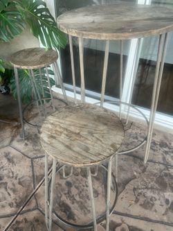 Cocktail table and two stools Cocktail table and two stools