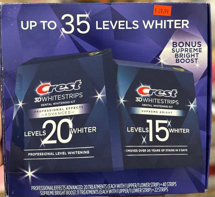 Crest 3D Whitestrips Professional Effects & Supreme Bright Whitening Kit, 20 Treatments