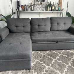 L SHAPED SOFA WITH TRUNDLE AND STORAGE