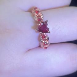 Delicate Love Red Heart Inlaid Zircon Ring