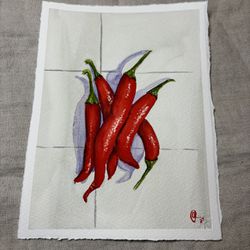 Hot Chili Peppers Watercolor Painting 