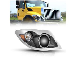 Headlights Assembly Fit for International Workstar 7-2018 Truck,Halogen Headlamp Pair Driver and Passenger Side (Black) (no-bulb, Right)