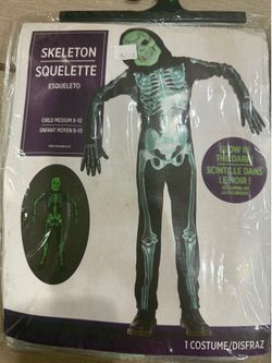 New: Glow In The Dark Skeleton Costume (child medium 8-10)