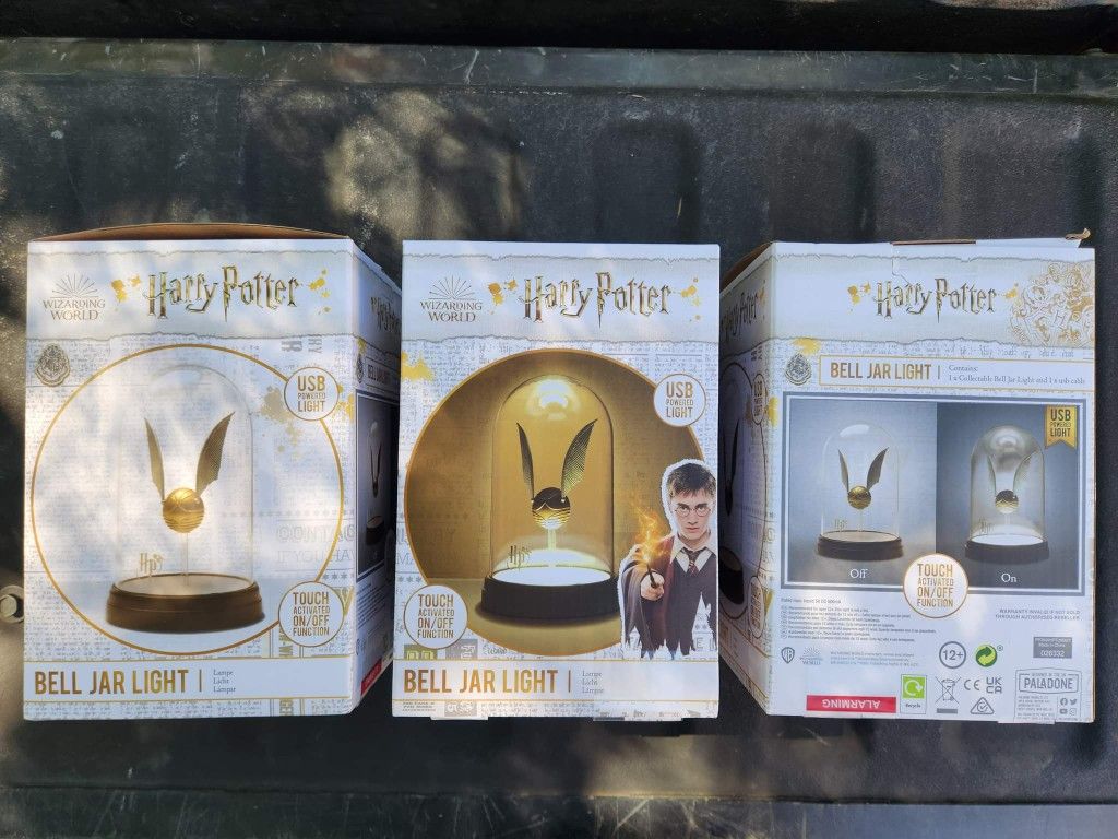 Harry Potter Golden Snitch Bell Jar Touch Light Quidditch Wizard BRAND NEW!!