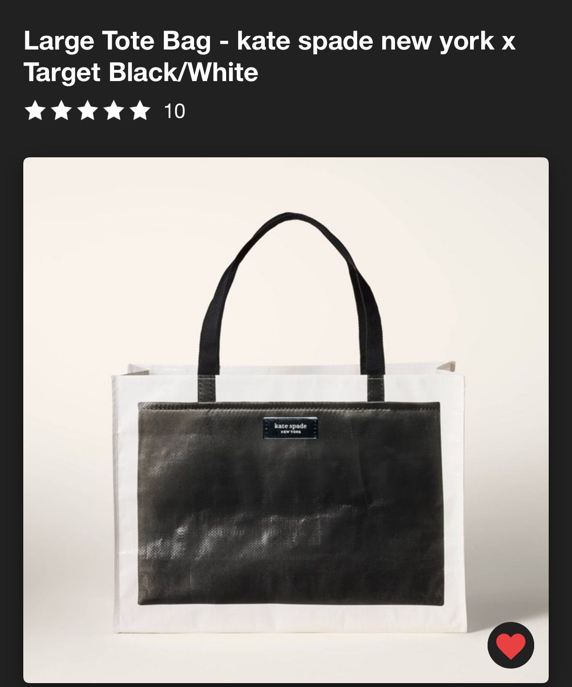 kate spade x target large tote bag matching set black & red