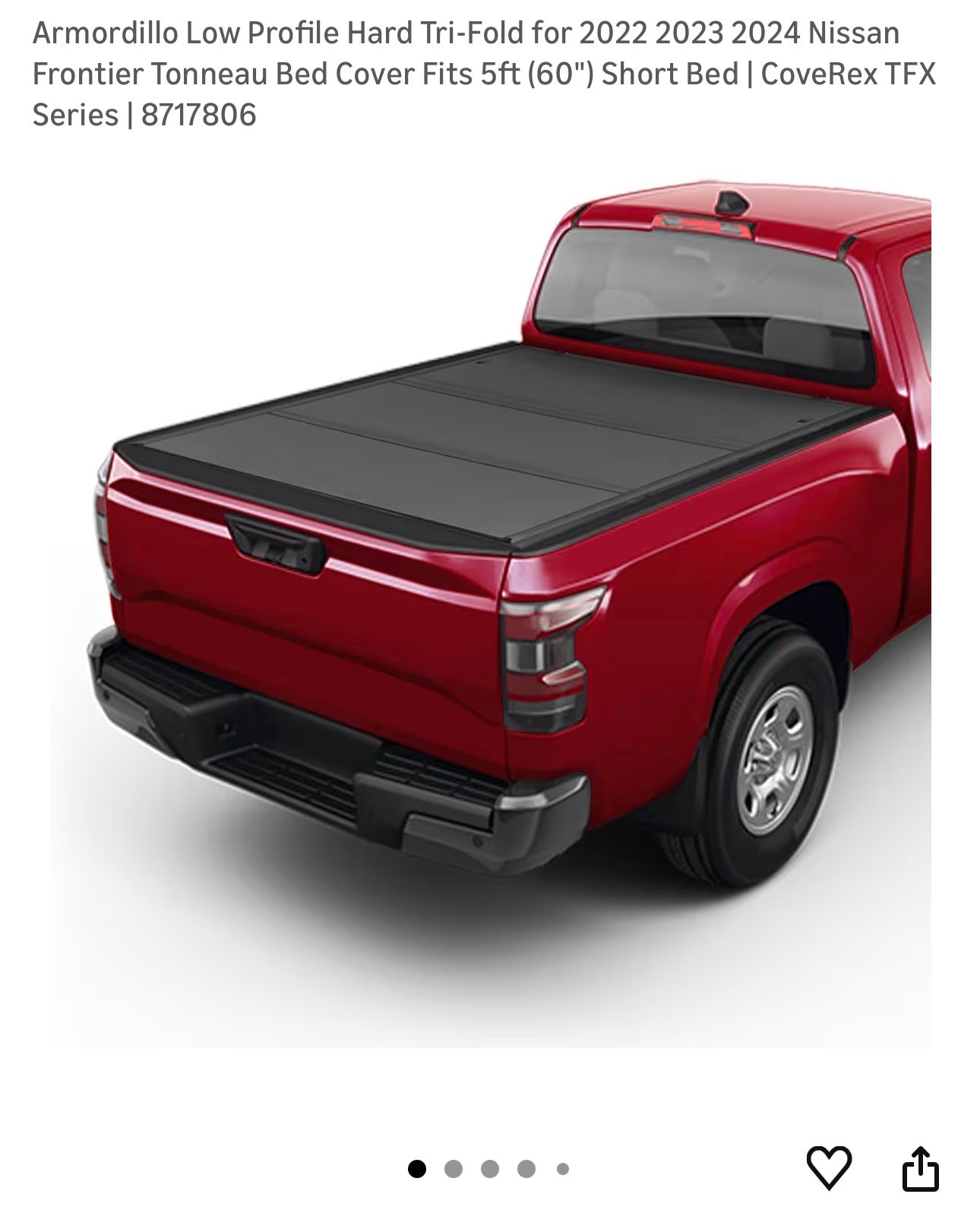 Armordillo Low Profile Hard Tri-Fold for 2022 2023 2024 Nissan Frontier Tonneau Bed Cover Fits 5ft (60") Short Bed | CoveRex TFX Series | 