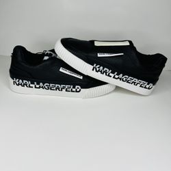 Karl Lagerfeld Paris Women’s Black Jolisa Leather Logo Slip On Sneakers Size 5.5 Brand new without original box  100% authentic  Fast shipping