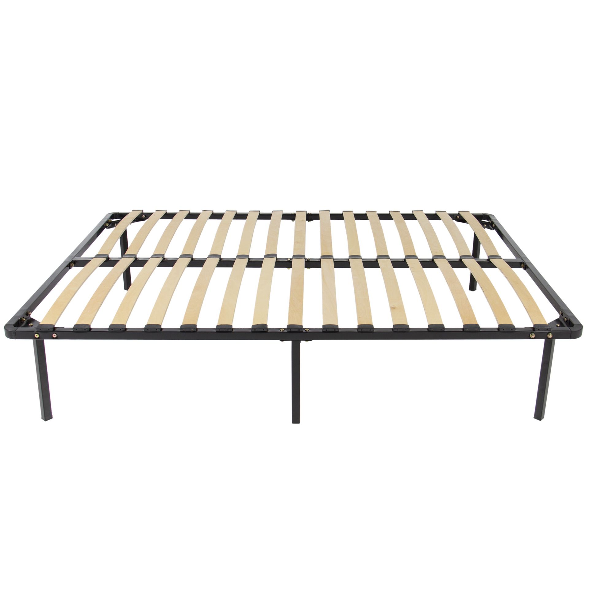 Moving sale Queen platform bed frame with wooden slated