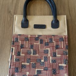 Longaberger Basket Homestead Purse Small Tote Bag Americana Flags Handbag