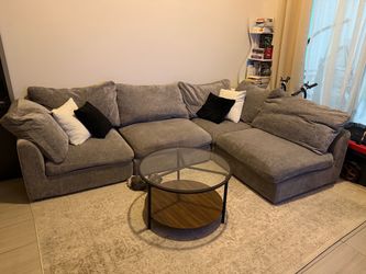 Gray Fabric Sectional Sofa with Chaise