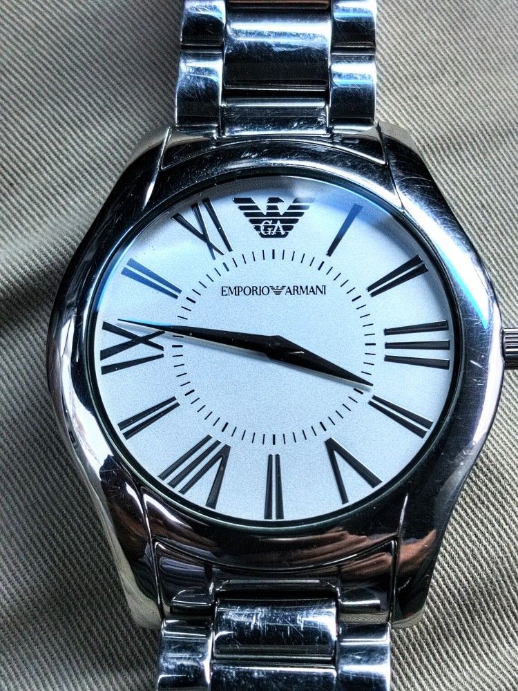 EMPORIO ARMANI STAINLESS STEEL BAND MEN'S WATCH SILVER AR2055