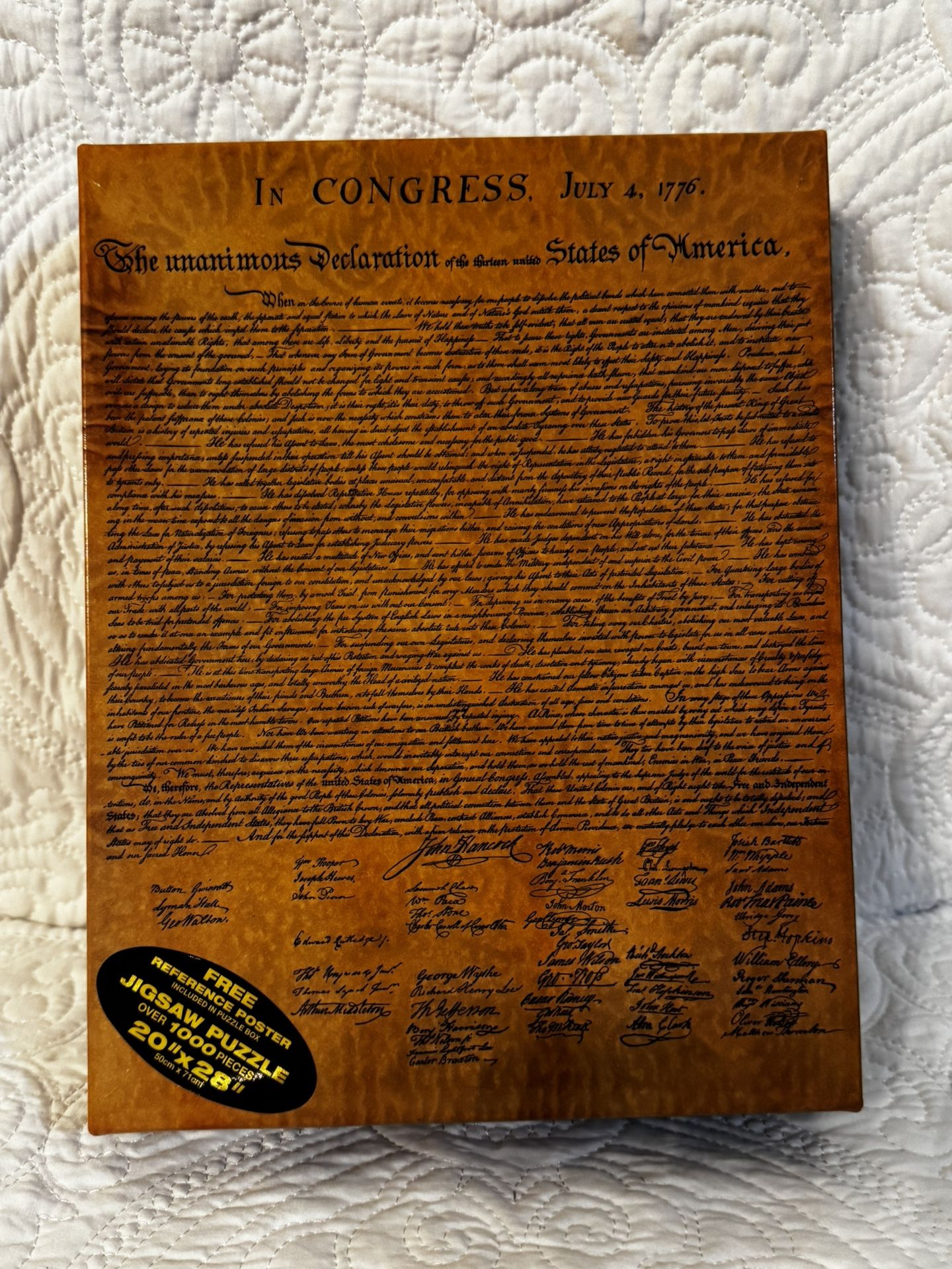 National Archives Declaration of Independence 1000 Piece Jigsaw Puzzle-20x28"