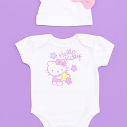 New Sealed Hello Kitty Baby Girls Onesie and Hat Set 3-6 Months