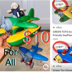 $10 For Both Green Toys Seaplane Floating & Green toy airplane with character like new both