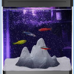 Small Fish Tank Aquarium Kit, HD Glass Betta Fish Tank with 3-in-1 Silent Water Pump Filter System, Self Cleaning Aquarium Starter Kit with LED Light 