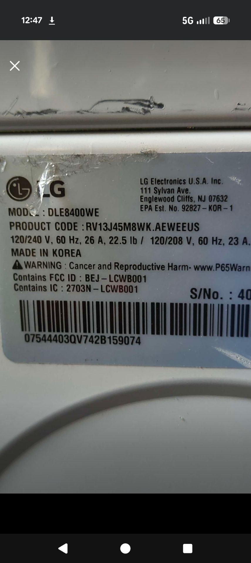 LG washer and dryer set