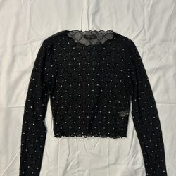Rhinestone Mesh Top