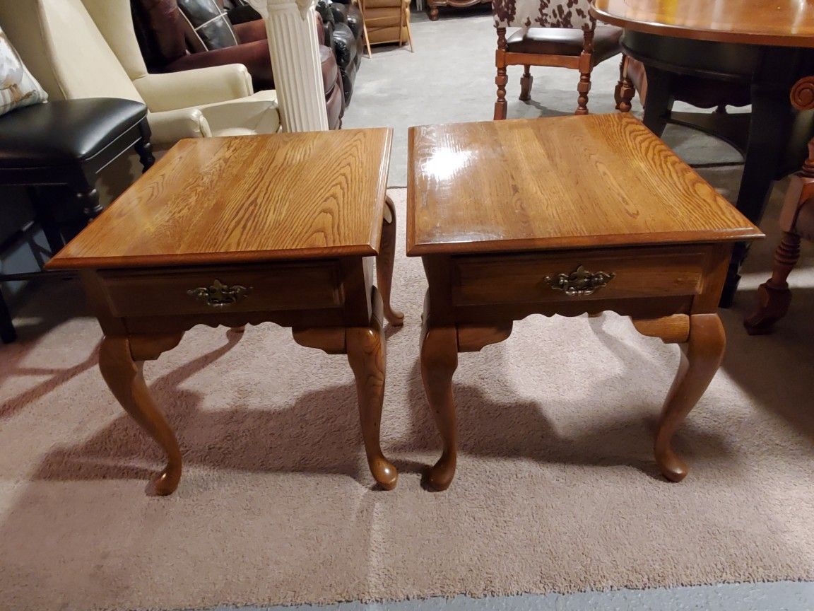 2 CEDAR OAK END TABLES 