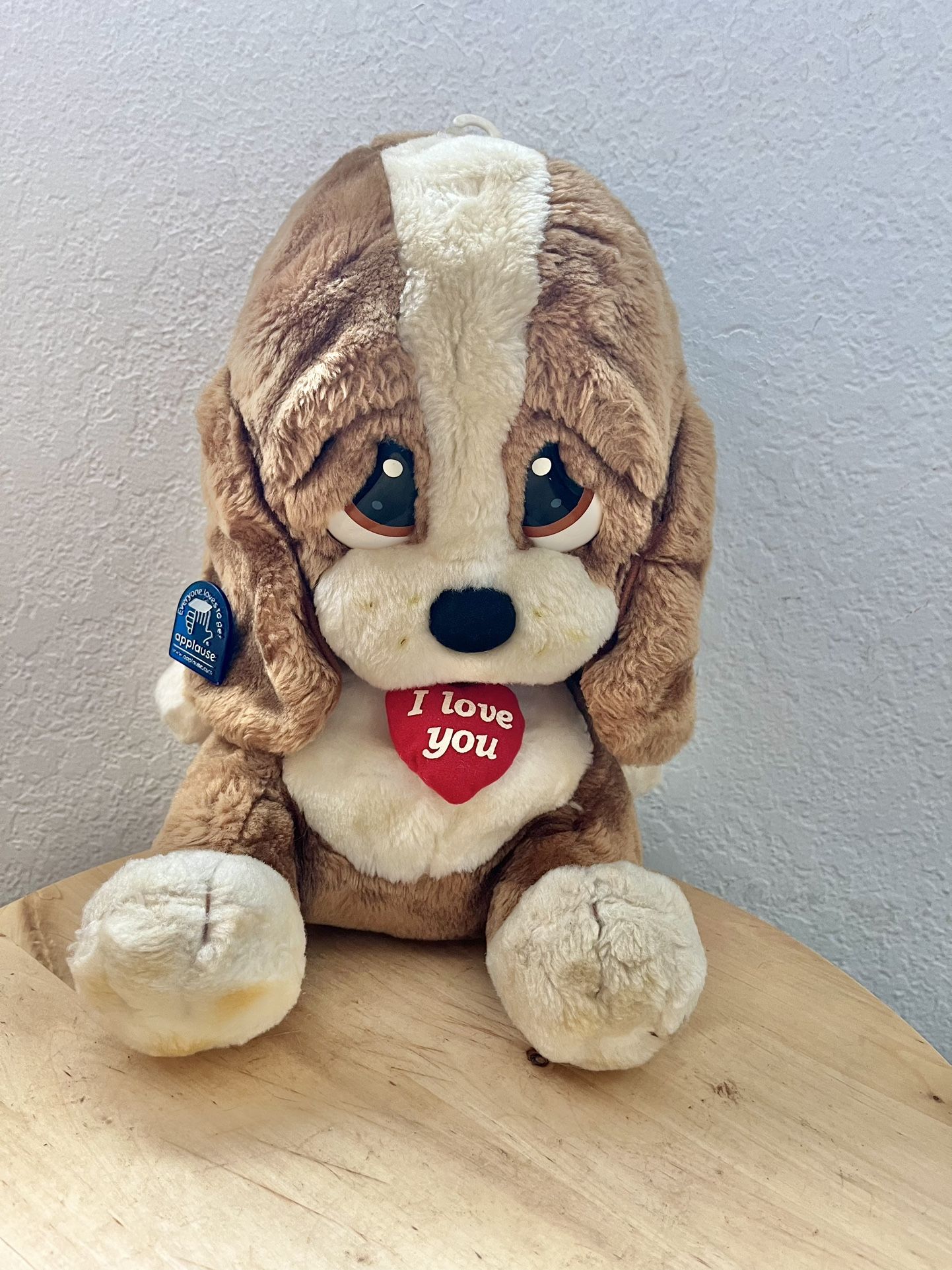 25th Anniversary Applause Sad Sam Puppy Plush No Sound "I LOVE YOU" 12"