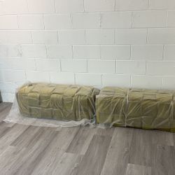 Brand new Square Woven Upholstered Velvet Ottoman