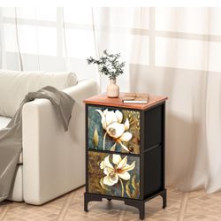 Brand New Set of 2 Nightstand with Storage Drawers for Bedroom, 24" Height End Table Small Night Stand for Small Spaces with Removable Fabric Drawers