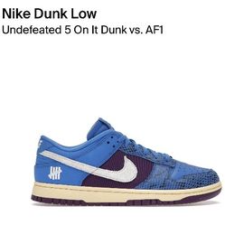 Nike Dunk Low Undefeated 5 On It Dunk vs. AF1 Size 9