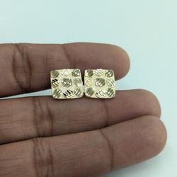 10kt Real Gold Square Nugget Stud Earring 