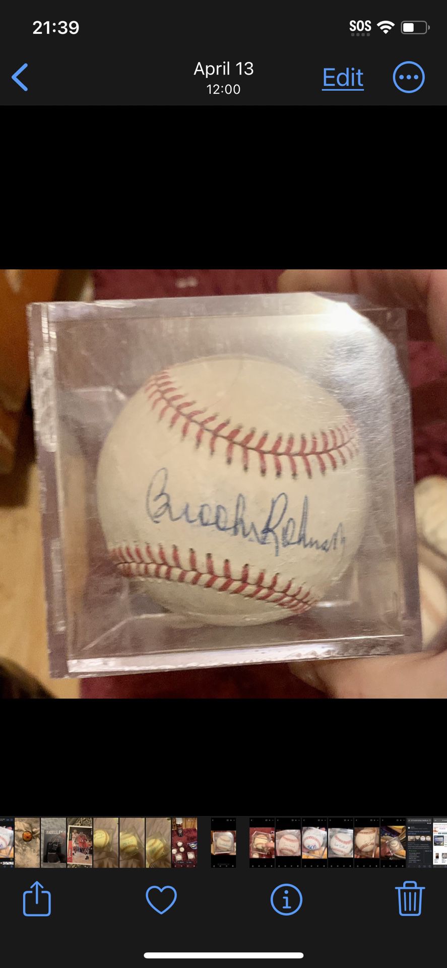 Signed Baseballs By Don Larsen,Lee Smith, Brooks Robinson, Ted Williams And  His Son John Henry, Billy Martin , Scott Ballard for Sale in Roxboro, NC -  OfferUp