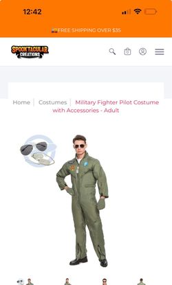 Military Fighter Pilot Costume with Accessories