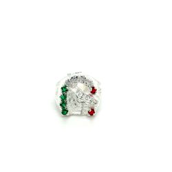 925 Sterling Silver Cubic Zirconia Horse Ring With Colored Green & Red Stones 7.90grams Size 10 155016 3