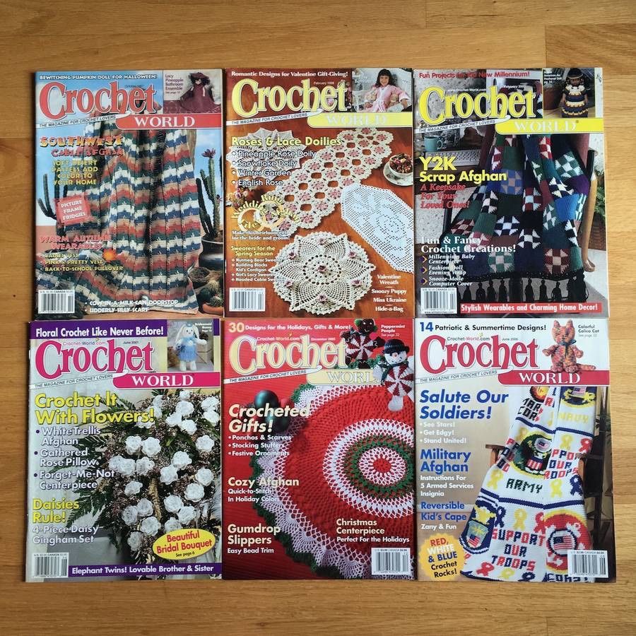 Lot of 6 Crochet World Magazine Patterns