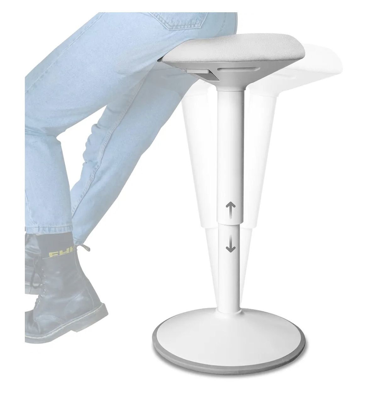 Standing Desk Stool Chair Backerz White 21-31” Swivel Anti- Slip Bottom Ergonomic
