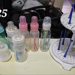 Baby Bottles And Drying Rack 