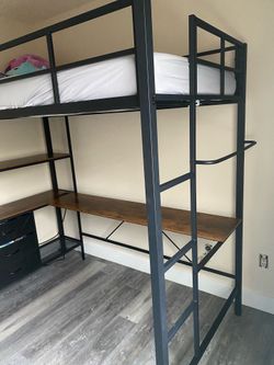 Bunk bed with desk, mattress included