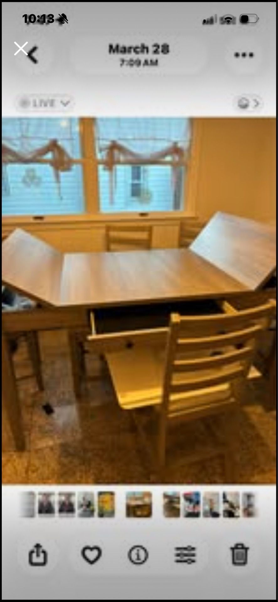 bobs Furniture Countertop table with bench and 6 chairs