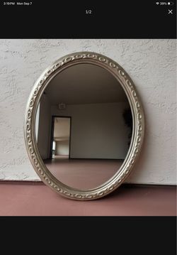 One Solid Wood Gold Oval Vanity Wall Mirror