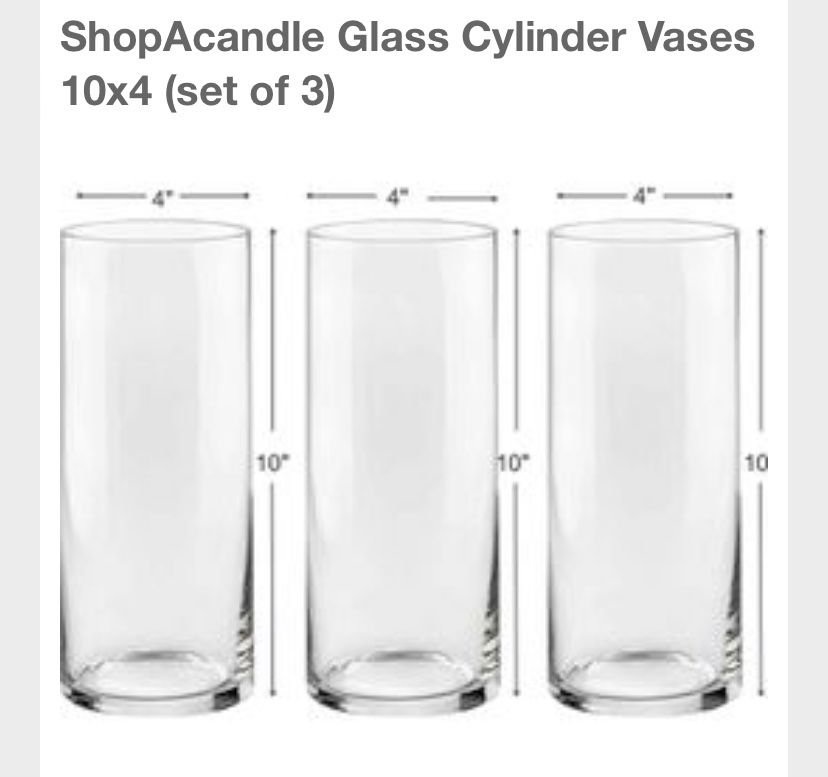 12 Glass cylinder vases 10” X 4”