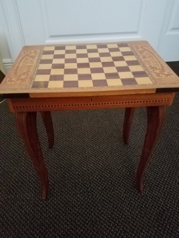 Antique Italian game table and music box