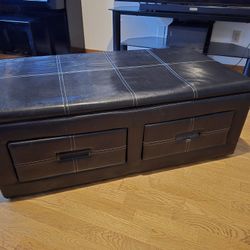 Leather Coffee Table Ottoman 