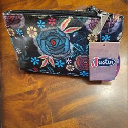Justin Floral Zip Pouch With 4 Card Slots And 1 Zip Pocket