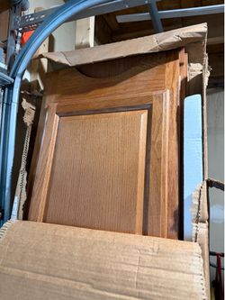 Solid oak linen cabinet, new.