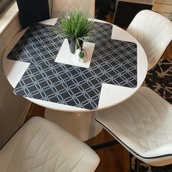 White Round Table Set